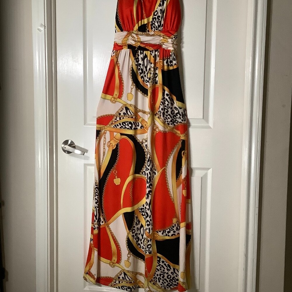 iB Diffusion Chain Animal Print Maxi Dress